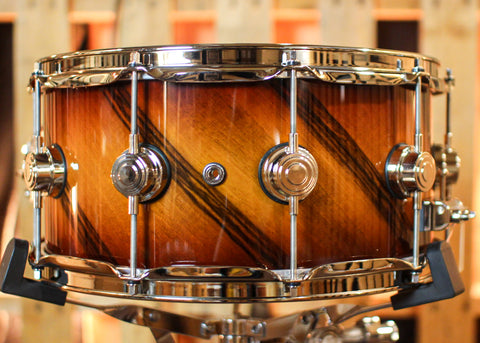 DW 6.5x14 Collector's Maple VLT Almond Burst over Twisted European Walnut Snare Drum - SO#1390008