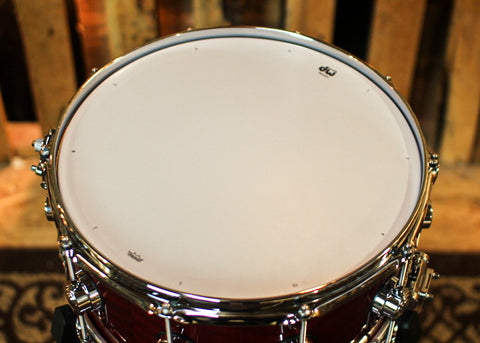 DW 6.5x14 Collector's Maple VLT Cherry Stain over Nyatoh Snare Drum - SO#1378891