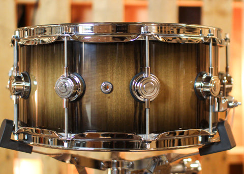 DW 6.5x14 Collector's Maple VLT Candy Black Burst over European Walnut Snare Drum - SO#1358656