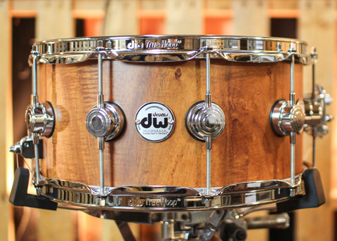 DW 6.5x14 Collector's Maple VLT Natural Hard Satin over Koa Snare Drum - SO#1357779