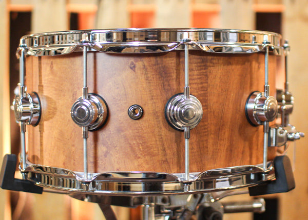 DW 6.5x14 Collector's Maple VLT Natural Hard Satin over Koa Snare Drum - SO#1357779