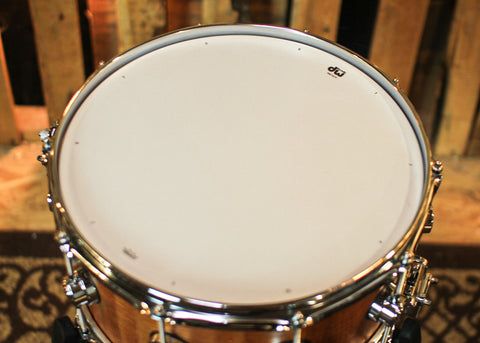 DW 6.5x14 Collector's Maple VLT Natural Hard Satin over Koa Snare Drum - SO#1357780