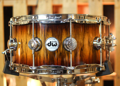 DW 6.5x14 Collector's Maple VLT Rich Red Burst over Tigerwood Snare Drum - SO#1430539