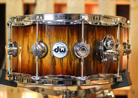DW 6.5x14 Collector's Maple VLT Rich Red Burst over Tigerwood Snare Drum - SO#1430539