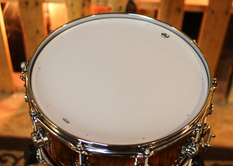 DW 6.5x14 Collector's Maple VLT Rich Red Burst over Tigerwood Snare Drum - SO#1430539