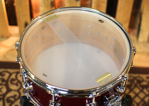 DW 6.5x14 Collector's Maple VLT Ruby Glass Snare Drum - SO#1452253