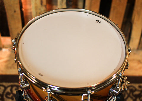 DW 6.5x14 Collector's Maple VLT Tequila Sunrise Fade over Twisted European Walnut Snare Drum - SO#1404201