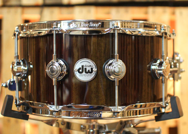 DW 6.5x14 Collector's Maple VLT Transparent Candy Black over Candy Stripe Padauk Snare Drum - SO#1344164