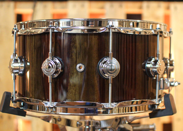 DW 6.5x14 Collector's Maple VLT Transparent Candy Black over Candy Stripe Padauk Snare Drum - SO#1344164