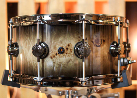 DW 6.5x14 Collector's Pure Birch HVLT Candy Black Burst over Mapa Burl Snare Drum - SO#1391653