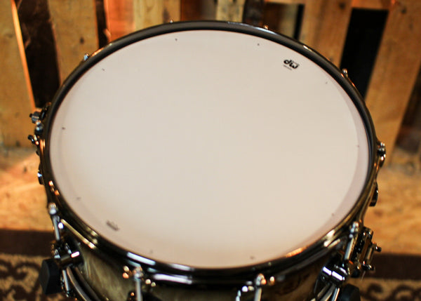 DW 6.5x14 Collector's Pure Birch HVLT Candy Black Burst over Mapa Burl Snare Drum - SO#1391653