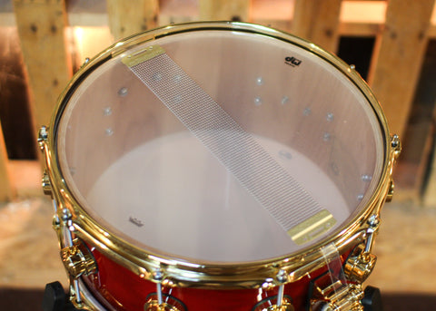 DW 6.5x14 Collector's Pure Oak HVLT Candy Apple Red to Black Burst Snare Drum - SO#1424767