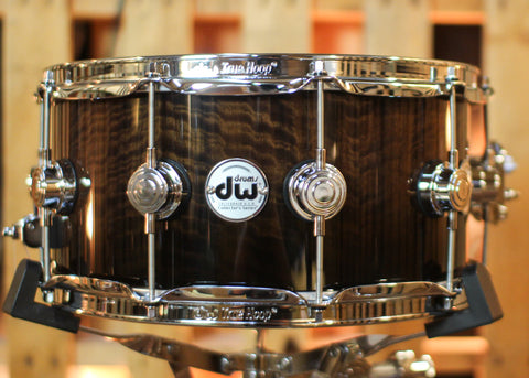 DW 6.5x14 Collector's Walnut Candy Black Fade over Smoked Figured Eucalyptus Snare Drum - SO#1424834