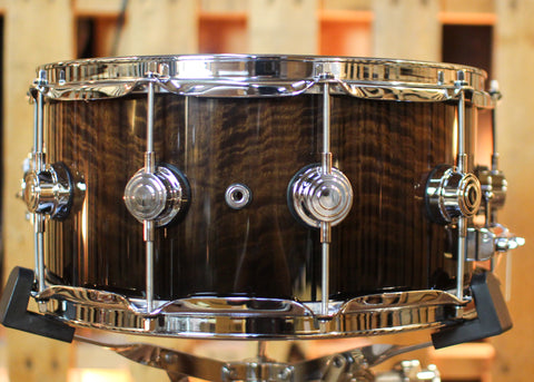 DW 6.5x14 Collector's Walnut Candy Black Fade over Smoked Figured Eucalyptus Snare Drum - SO#1424834