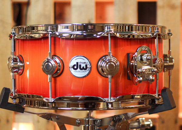 DW 6x14 Collector's Pure Cherry HVLT Orange to Red Burst Snare Drum - SO#1440415