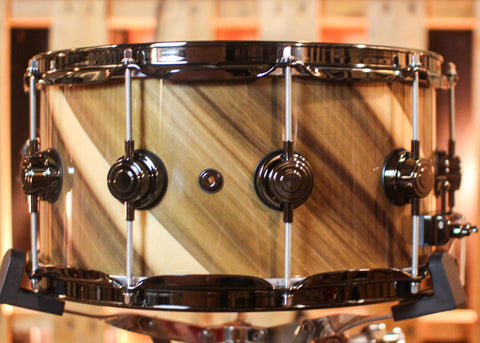 DW 7x14 Collector's Maple 333 Natural Lacquer over Twisted Rainbow Snare Drum - SO#1409993