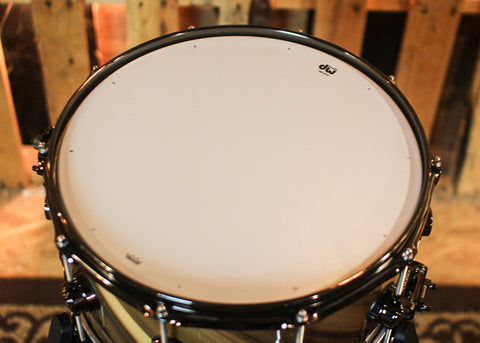 DW 7x14 Collector's Maple 333 Natural Lacquer over Twisted Rainbow Snare Drum - SO#1409993