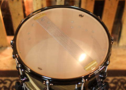 DW 7x14 Collector's Maple 333 Natural Lacquer over Twisted Rainbow Snare Drum - SO#1409993