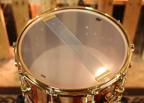 DW 7x14 Collector's Maple Mahogany Natural Lacquer over Candy Stripe Padauk Snare Drum - SO#1410001