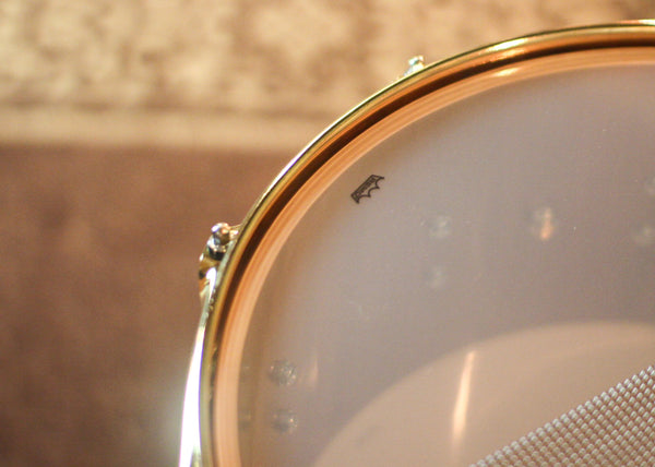 DW 7x14 Collector's Maple Mahogany Natural Lacquer over Candy Stripe Padauk Snare Drum - SO#1410001