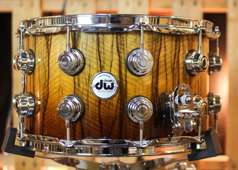 DW 8x14 Collector's Maple 333 Burnt Toast Fade over Black Limba Snare Drum - SO#1430094