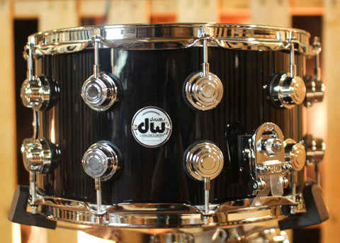 DW 8x14 Collector's Maple Mahogany Gloss Black Snare Drum - SO#1421688