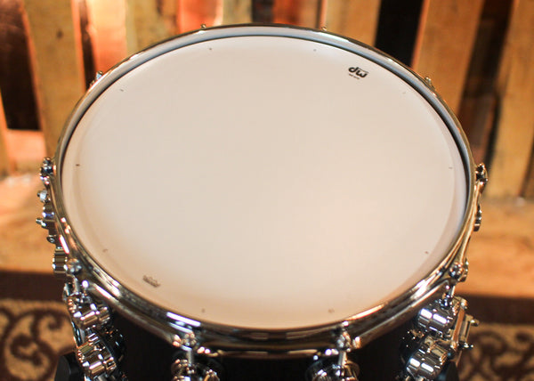 DW 8x14 Collector's Maple Mahogany Gloss Black Snare Drum - SO#1421688