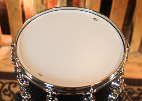 DW 8x14 Collector's Maple Mahogany Gloss Black Snare Drum - SO#1421688