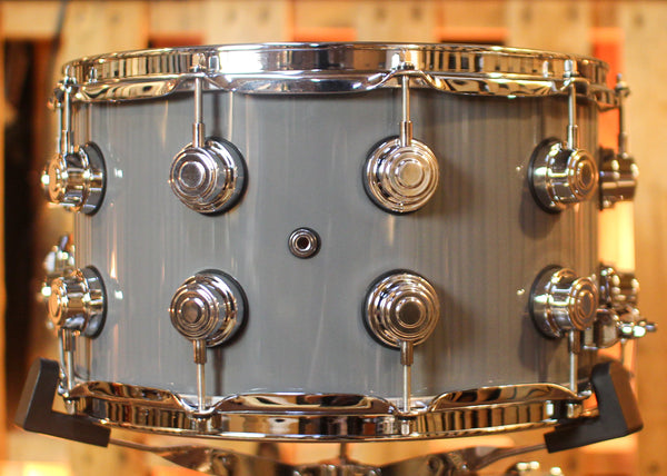 DW 8x14 Collector's Maple Mahogany Solid Grey Lacquer Snare Drum - SO#1438708