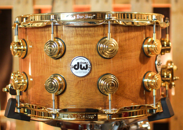 DW 8x14 Collector's Maple VLT Natural Lacquer over Koa Snare Drum - SO#1409984