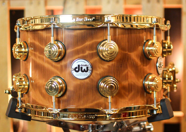 DW 8x14 Collector's Maple VLT Natural Lacquer over Redwood Curl Snare Drum - SO#1410006