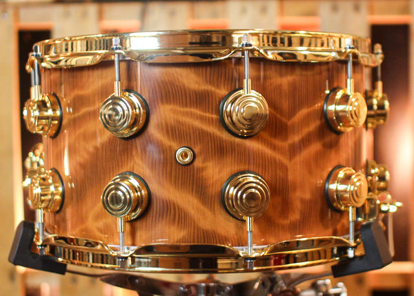 DW 8x14 Collector's Maple VLT Natural Lacquer over Redwood Curl Snare Drum - SO#1410006
