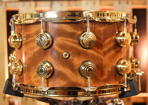 DW 8x14 Collector's Maple VLT Natural Lacquer over Redwood Curl Snare Drum - SO#1410006