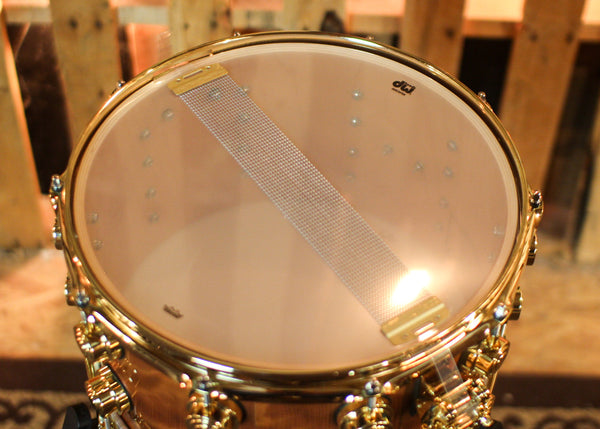DW 8x14 Collector's Maple VLT Natural Lacquer over Redwood Curl Snare Drum - SO#1410006