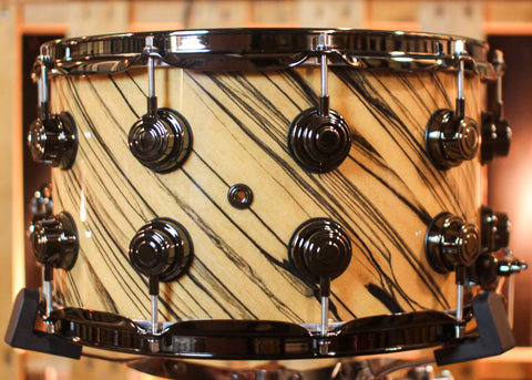 DW 8x14 Collector's Maple VLT Natural Lacquer over Twisted Ivory Ebony Snare Drum - SO#1409999