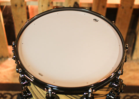 DW 8x14 Collector's Maple VLT Natural Lacquer over Twisted Ivory Ebony Snare Drum - SO#1409999