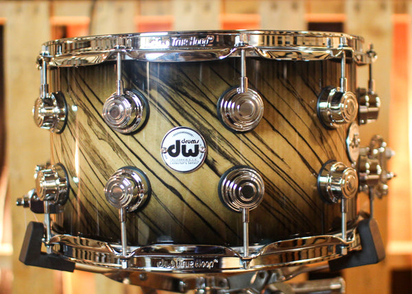 DW 8x14 Collector's Maple VLT Quick Candy Black Burst over Twisted Ivory Ebony Snare Drum - SO#1388755