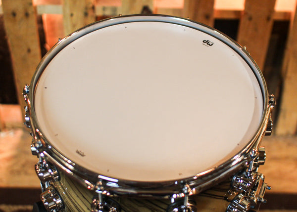 DW 8x14 Collector's Maple VLT Quick Candy Black Burst over Twisted Ivory Ebony Snare Drum - SO#1388755