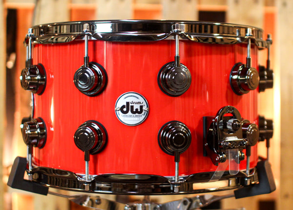 DW 8x14 Collector's Maple Mahogany Porsche Guards Red Snare Drum - SO#1385454