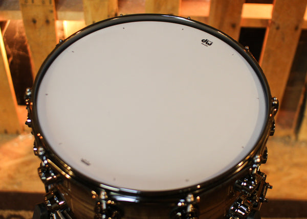 DW 8x14 Collector's Pure Walnut HVLT Natural to Candy Black Burst over Quilted Walnut Snare Drum - SO#1424836