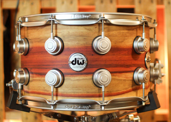 DW 8x14 Collector's SonicPly Natural Hard Satin over Horizontal Padauk Snare Drum - SO#1429995