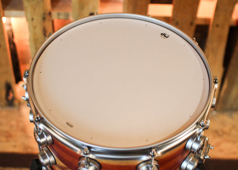 DW 8x14 Collector's SonicPly Natural Hard Satin over Horizontal Padauk Snare Drum - SO#1429995