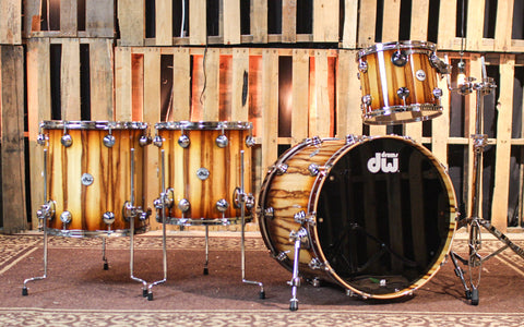 DW Collector's Cherry Purplecore Burnt Toast Burst over Chechen Drum Set - 22,12,14,16 - SO#1349104