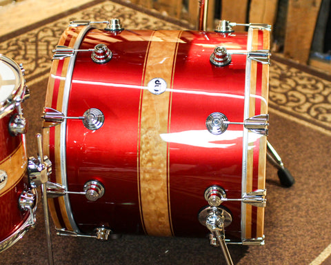 DW Collector's 333 Cherry Metallic Graphics over Heartwood Quilted Maple Drum Set - 22,10,12,14,16 - SO#1383153