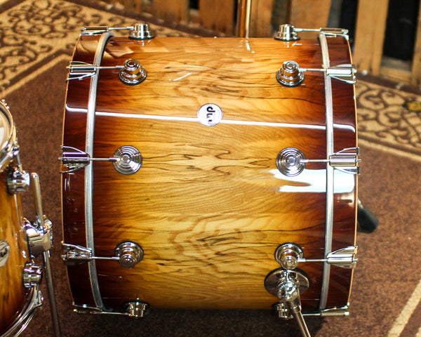 DW Collector's Maple 333 Burnt Toast Burst over Vertical Olive Ash Drum Set - 22,10,12,14,16 - SO#1362406