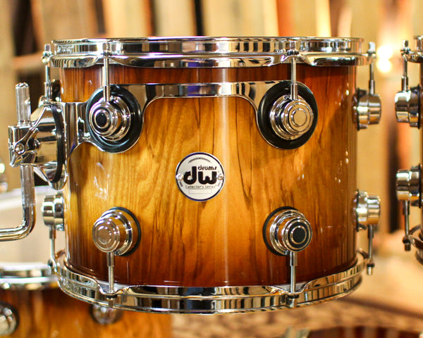 DW Collector's Maple 333 Burnt Toast Burst over Vertical Olive Ash Drum Set - 22,10,12,14,16 - SO#1362406