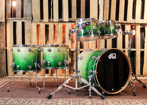 DW Collector's 333 Green Fade over Birdseye Maple Drum Set - 22,10,12,14,16 - SO#1382334