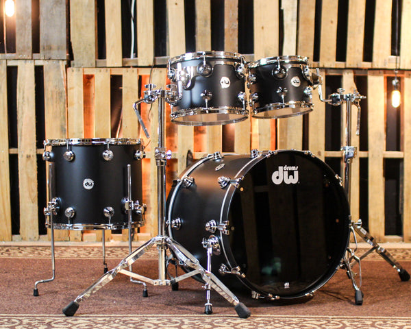 DW Collector's 333 Solid Black Hard Satin Drum Set - 22,10,12,16 - SO#1379888