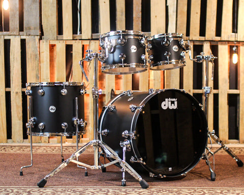 DW Collector's 333 Solid Black Hard Satin Drum Set - 22,10,12,16 - SO#1379888