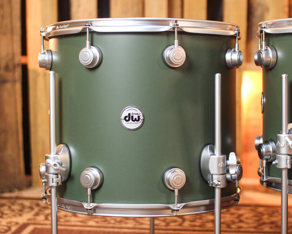 DW Collector's Maple Mahogany Army Green Hard Satin Drum Set - 22,10,12,14,16 - SO#1439018